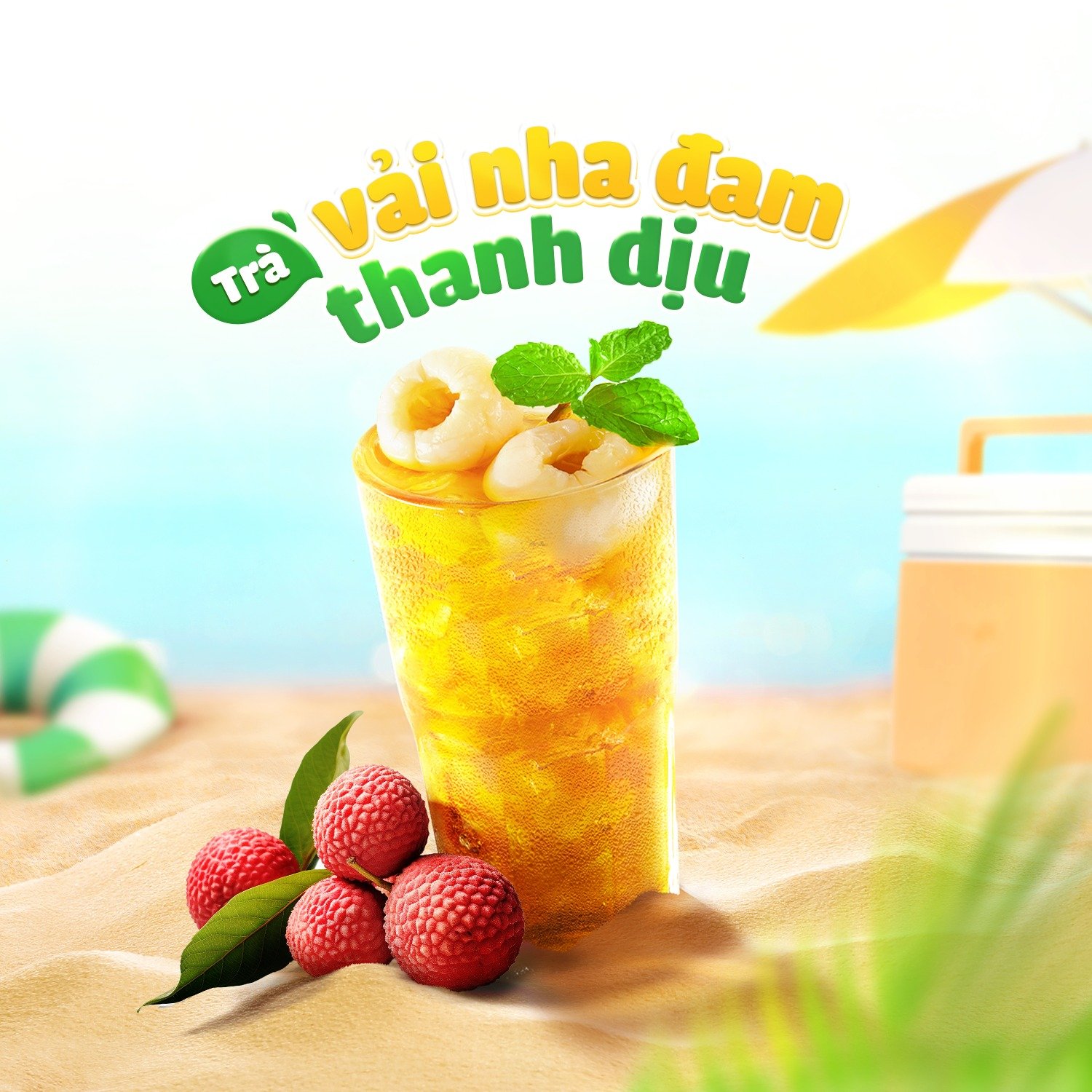 Trà vải nha đam  là trà trái cây tươi thanh mát