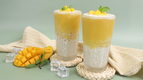 Trà xoài dừa non là trà trái cây tươi phù hợp để giải nhiệt ngày hè