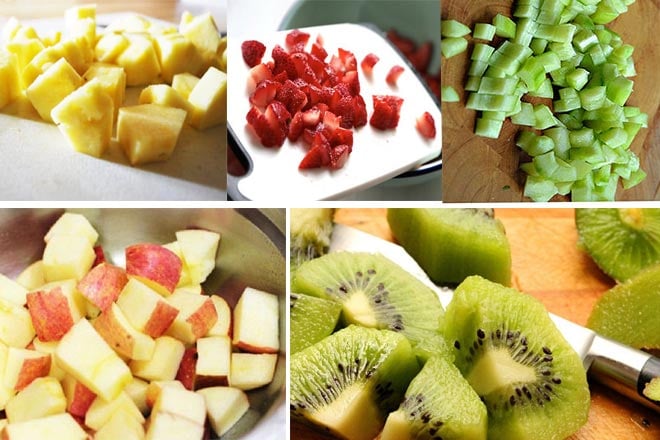 Sơ chế trái cây làm salad trái cây nhiệt đới