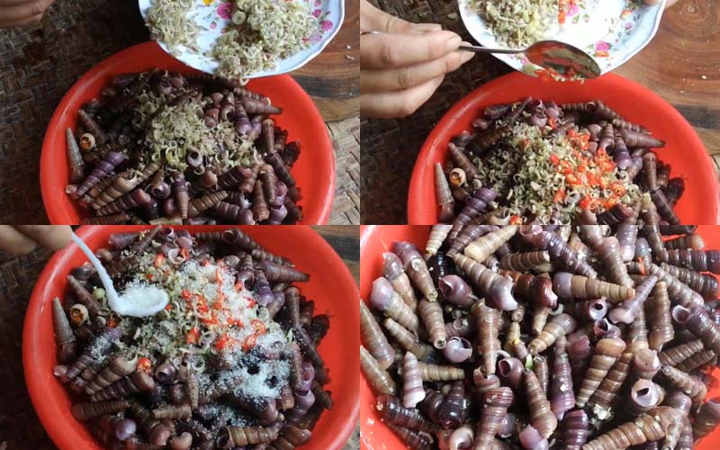 Ướp ốc làm ốc xào sả ớt