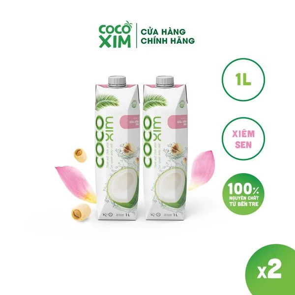 Combo 2 Hộp Nước dừa đóng hộp Cocoxim Sen 1000ml/Hộp
