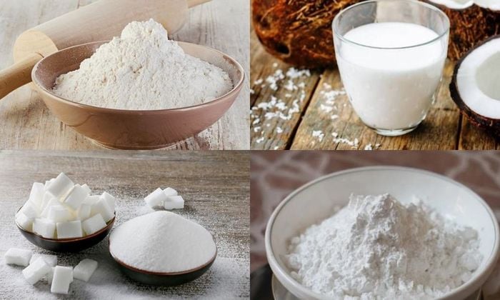 Nguyên liệu làm món bánh bò nước cốt dừa