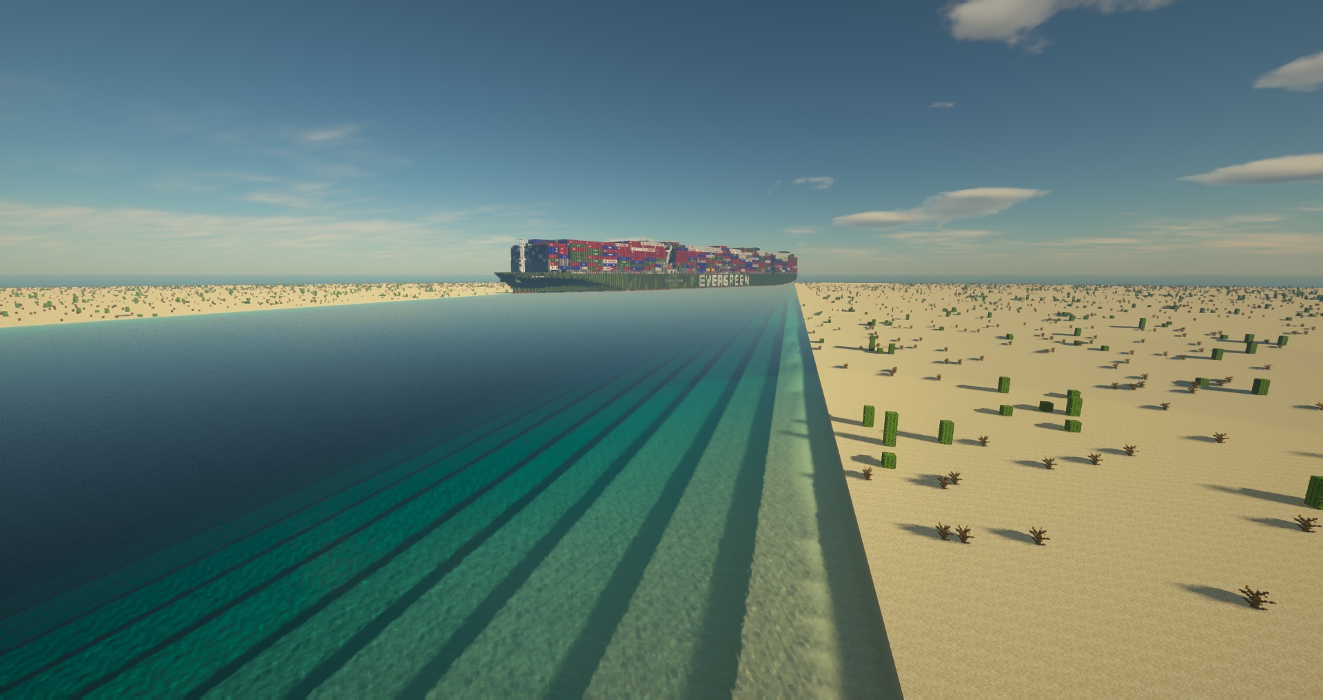Vì “huyền thoại” cần được lưu truyền, game thủ Minecraft bỏ hẳn 11 tiếng xây lại toàn cảnh tàu Ever Given bị kẹt