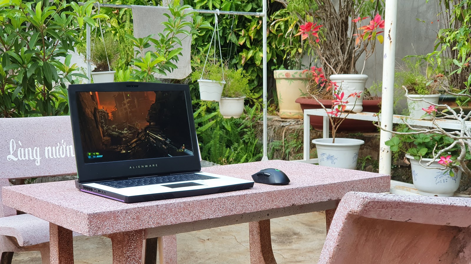 Trường cho nghỉ vì Covid-19, mình về quê xách laptop ra vườn chơi game