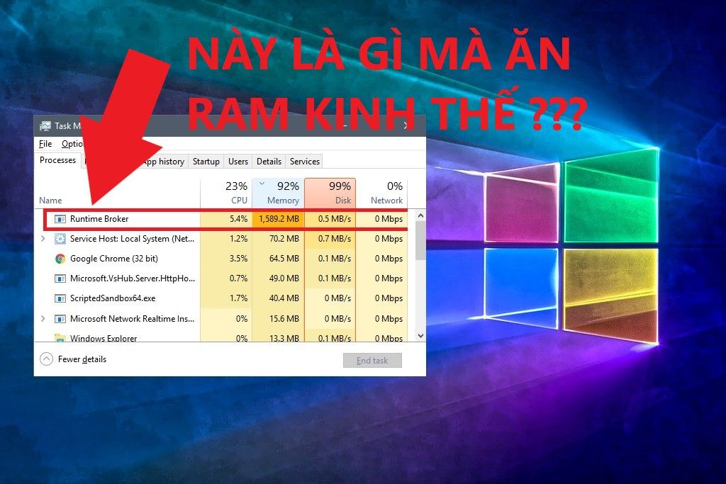 Runtime Broker là gì và tại sao nó lại sử dụng nhiều CPU và RAM khi chạy?