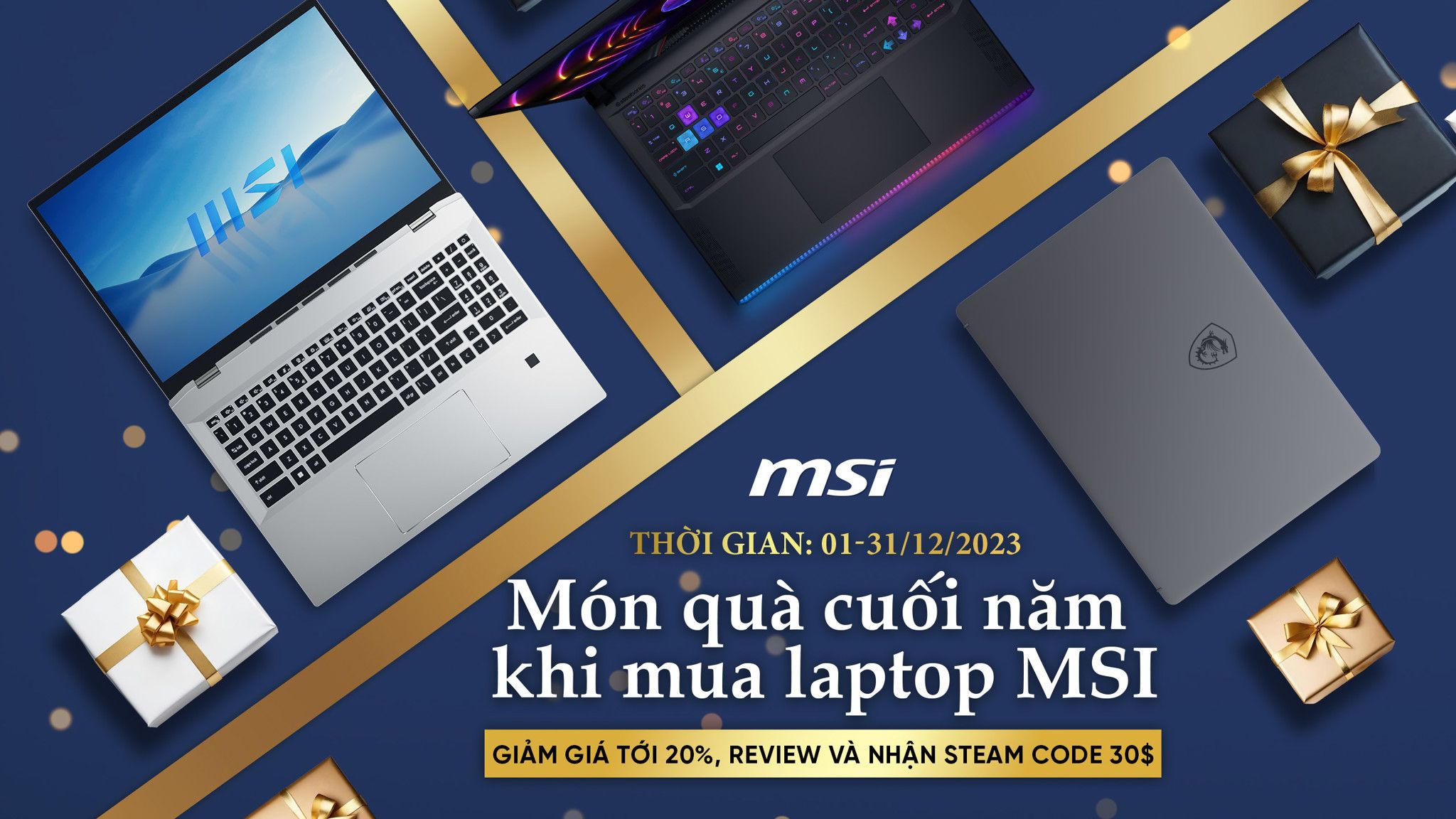 Hướng dẫn nhận Steam code 30$ từ chương trình “Quà tặng cuối năm khi mua laptop MSI”