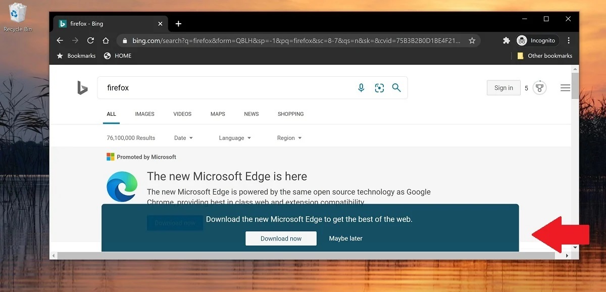 Microsoft vào cuộc điều tra bảng pop-up ép người dùng tải Edge Chromium