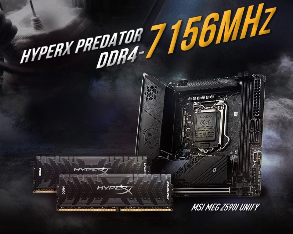 RAM HyperX Predator DDR4 phá kỷ lục ép xung với tốc độ lên đến 7156 MHz