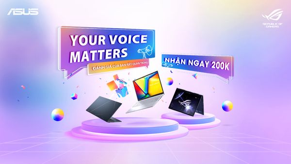 Tham gia đánh giá laptop ASUS hoặc ROG nhận ngay voucher 200.000VNĐ
