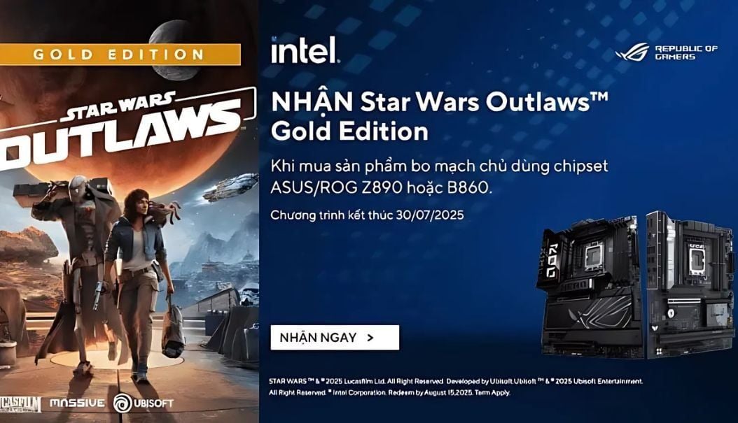 MUA BO MẠCH CHỦ ASUS/ASUS ROG Z890/B860 NHẬN NGAY GAME STAR WARS OUTLAW GOLD EDITION