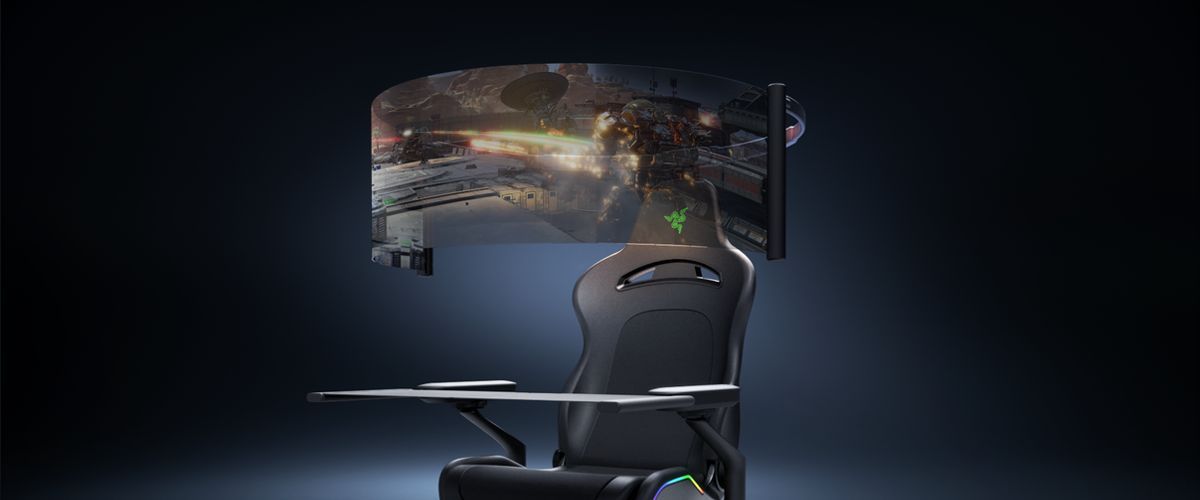 Razer ra mắt concept siêu ghế gaming hiện đại như phim viễn tưởng, tích hợp màn hình OLED bán nguyệt 60 inch