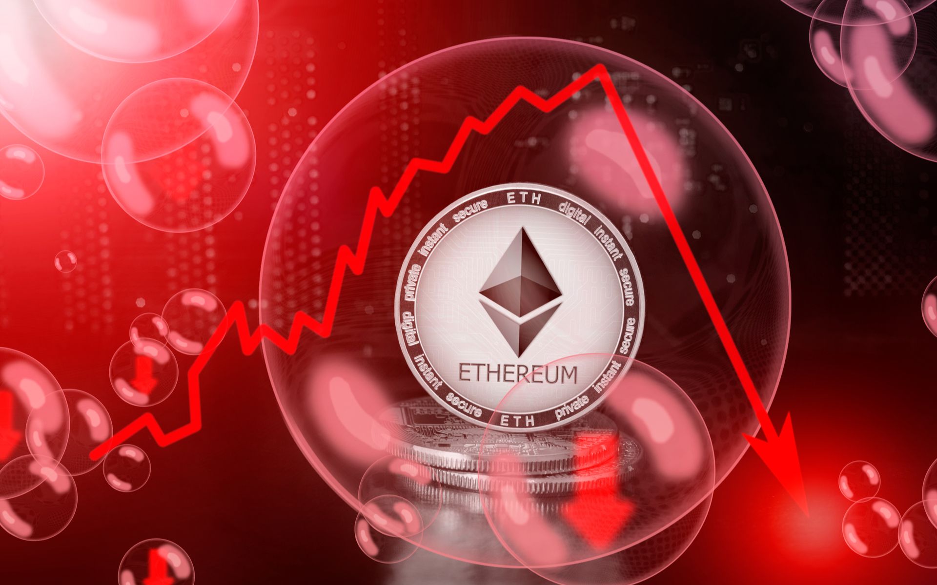 Ethereum lao dốc không phanh 13%, thị trường tiền điện tử “bốc hơi” 250 tỷ đô trong vòng chưa đầy 24h