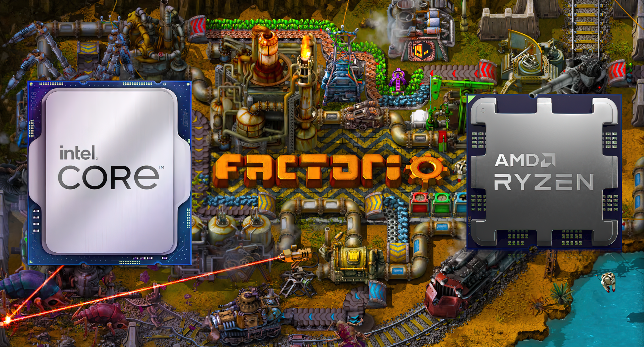 Lộ tin Intel Core i9-14900K bị AMD Ryzen 7 7800X3D đè bẹp trong benchmark game Factorio