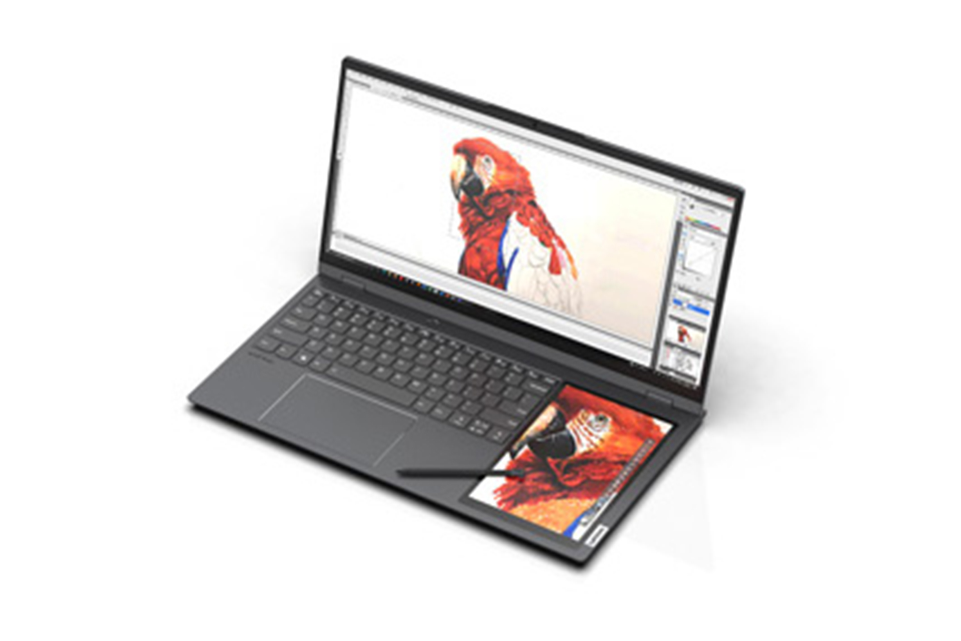 Lộ hình ảnh laptop Thinkbook Plus với 1 màn hình phụ bên cạnh bàn phím