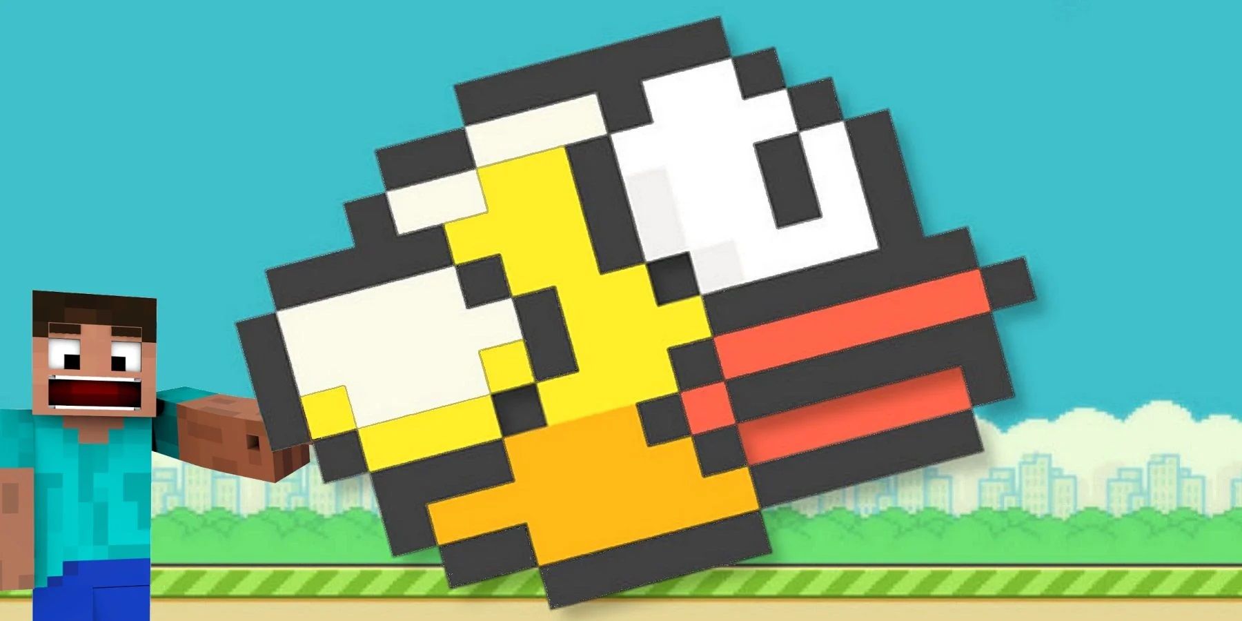 Tựa game người Việt Flappy Bird được tái tạo không khác gì game điện tử 4 nút trong Minecraft