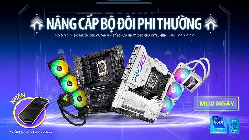 NÂNG CẤP BỘ ĐÔI PHI THƯỜNG - Mua combo Bo mạch chủ ASUS Z790 series & ASUS tản nhiệt AIO nhận ngay quà tặng giá trị