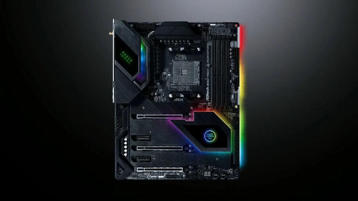 Lộ ảnh bo mạch chủ ASRock “Thái Cực Quyền” B550 và X570 tích hợp Razer Chroma RGB