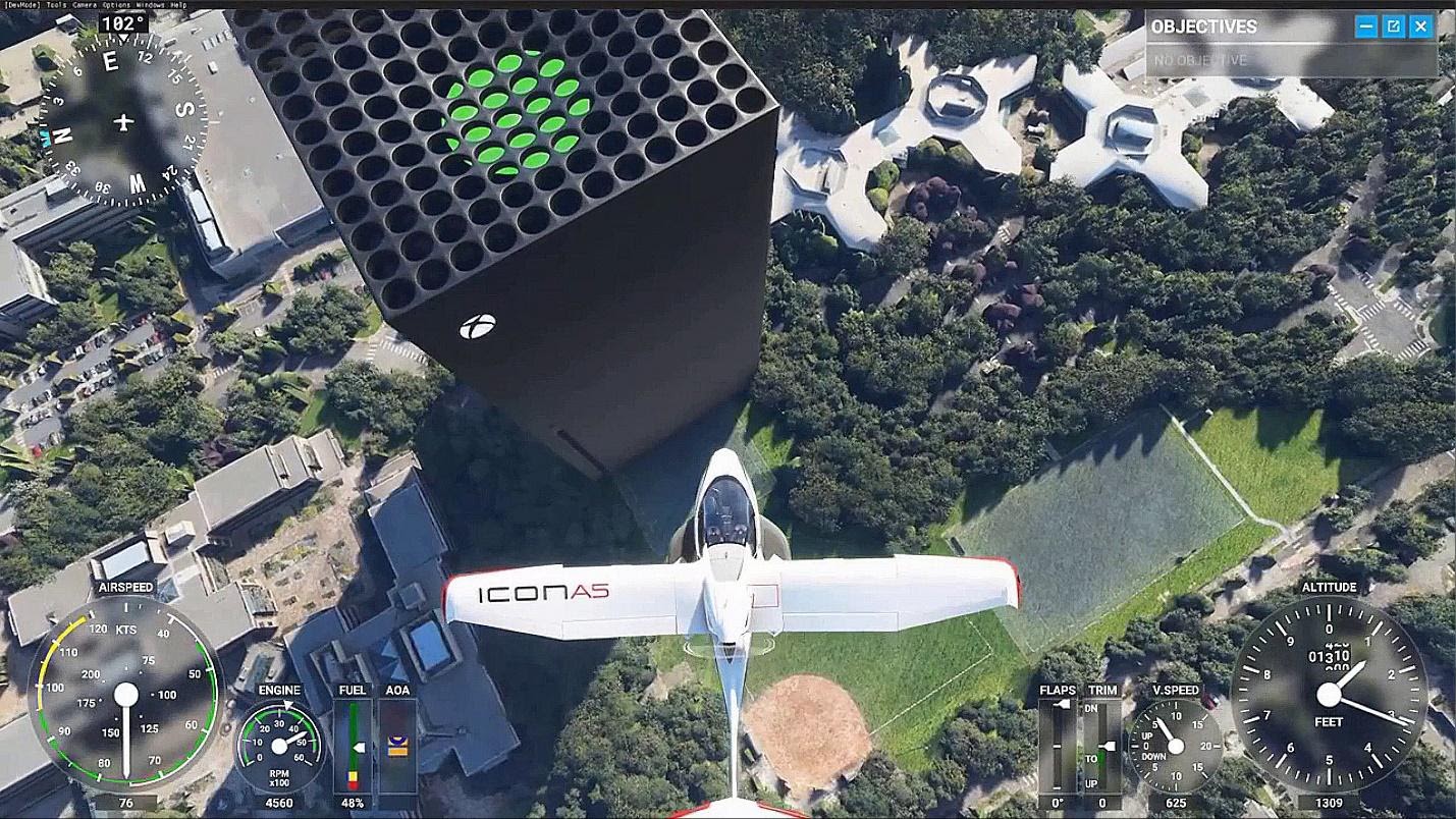 Xuất hiện “tòa nhà” Xbox Series X mọc sừng sững ngay giữa trụ sở Microsoft trong tựa game “2 triệu GB” Flight Simulator