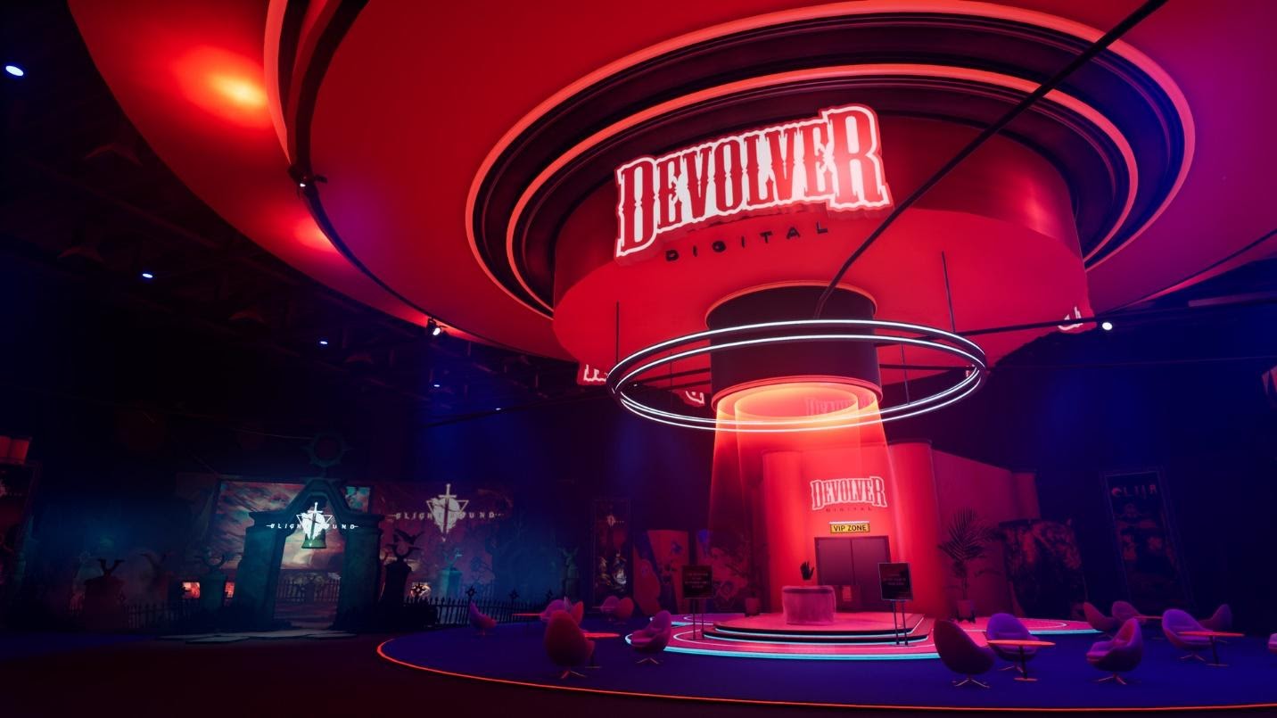 Tựa game mô phỏng marketing Devolverland Expo đang miễn phí, mời anh em khám phá khu hội nghị quái lạ
