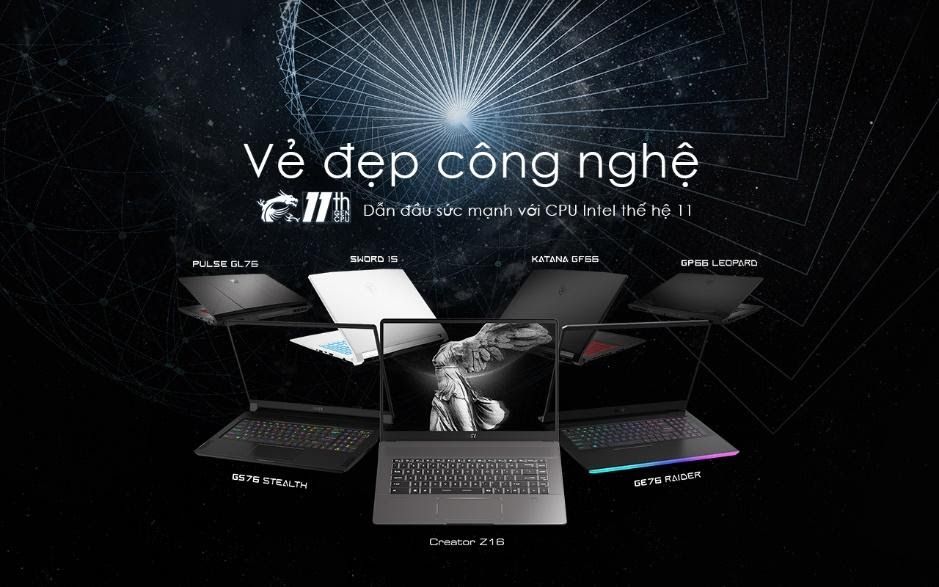 MSI trình làng loạt laptop gaming thế hệ mới trang bị CPU Intel Core thế hệ 11 dòng H cùng GPU NVIDIA RTX 30 series