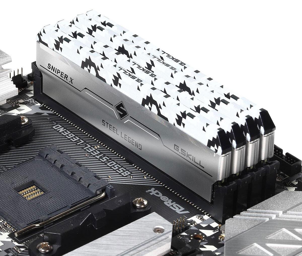 G.Skill bắt tay ASRock hé lộ RAM DDR4-3600 SniperX phiên bản Steel Legend trắng rằn ri cực độc