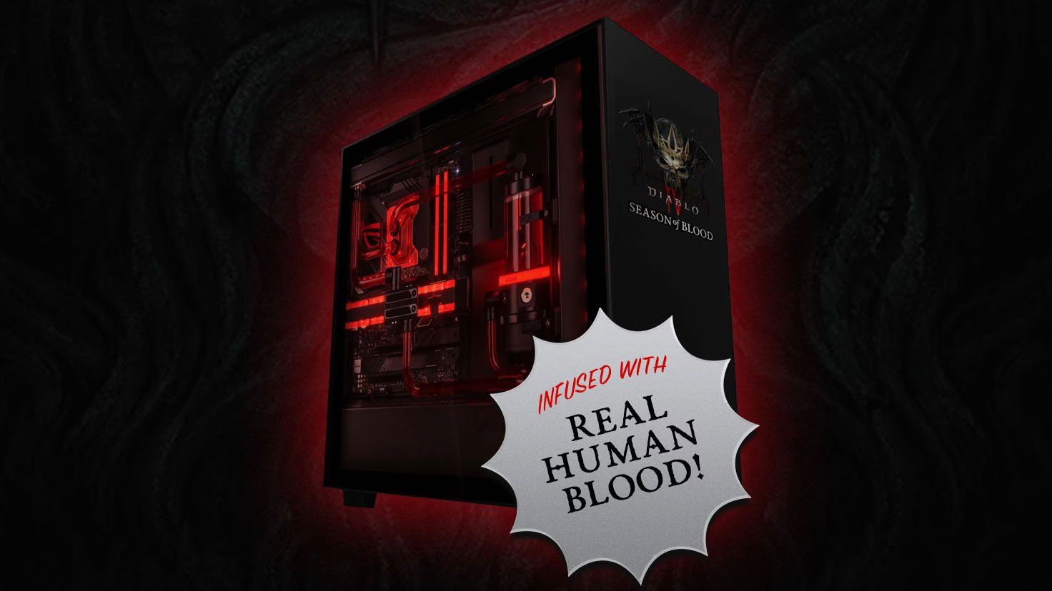 Bộ PC Diablo IV với dàn tản nhiệt nước custom chạy bằng… “máu”