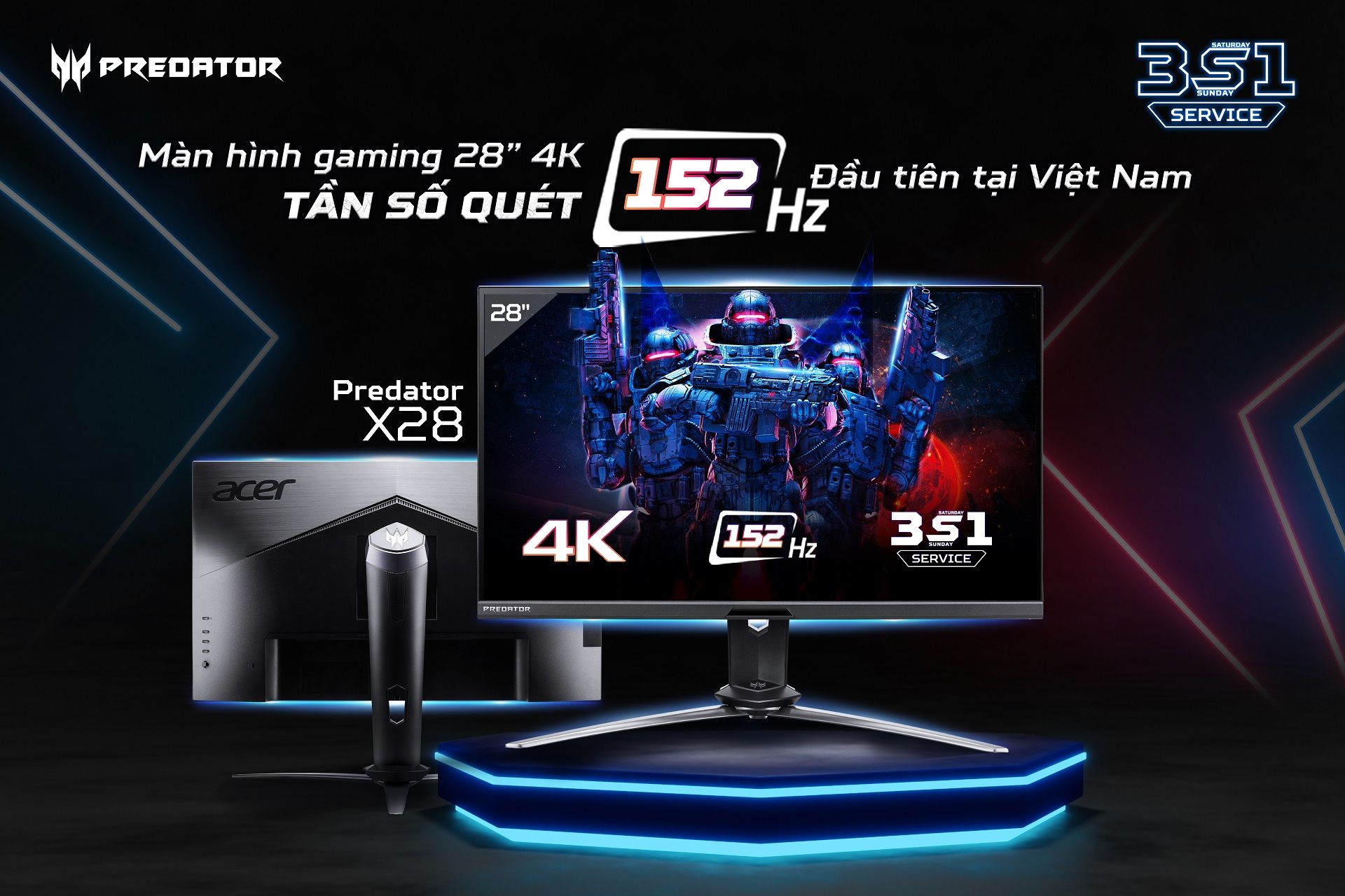 Acer trình làng màn hình gaming Predator X28 chấm lượng tử, 4K@152Hz, giá 60 triệu đồng