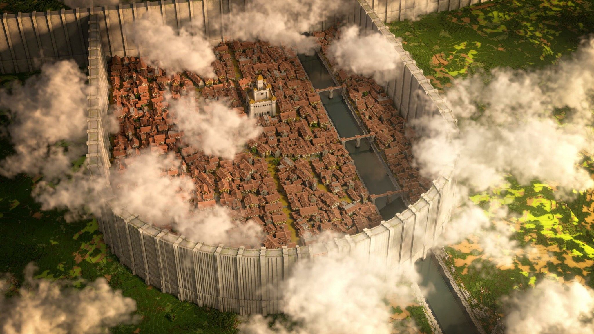 Một nhóm game thủ xây tường thành Attack on Titan tỷ lệ 1:1 trong Minecraft đẹp y như thật