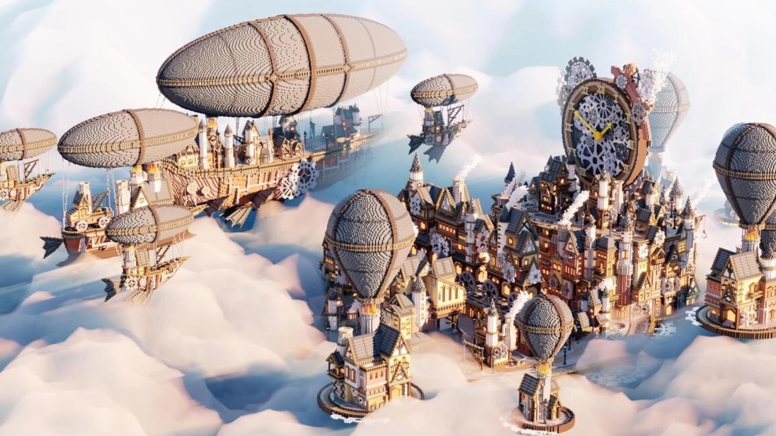Nhóm modder Minecraft dành hơn nửa năm trời để xây thành phố Steampunk trên mây cực kì hoành tráng