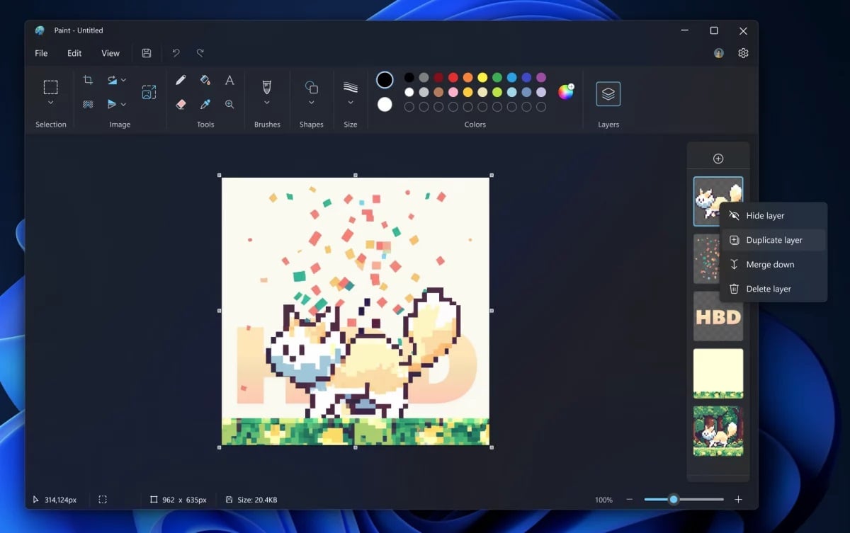 Paint sắp có thêm tính năng Layers và Transparency cho người dùng tiện chế meme
