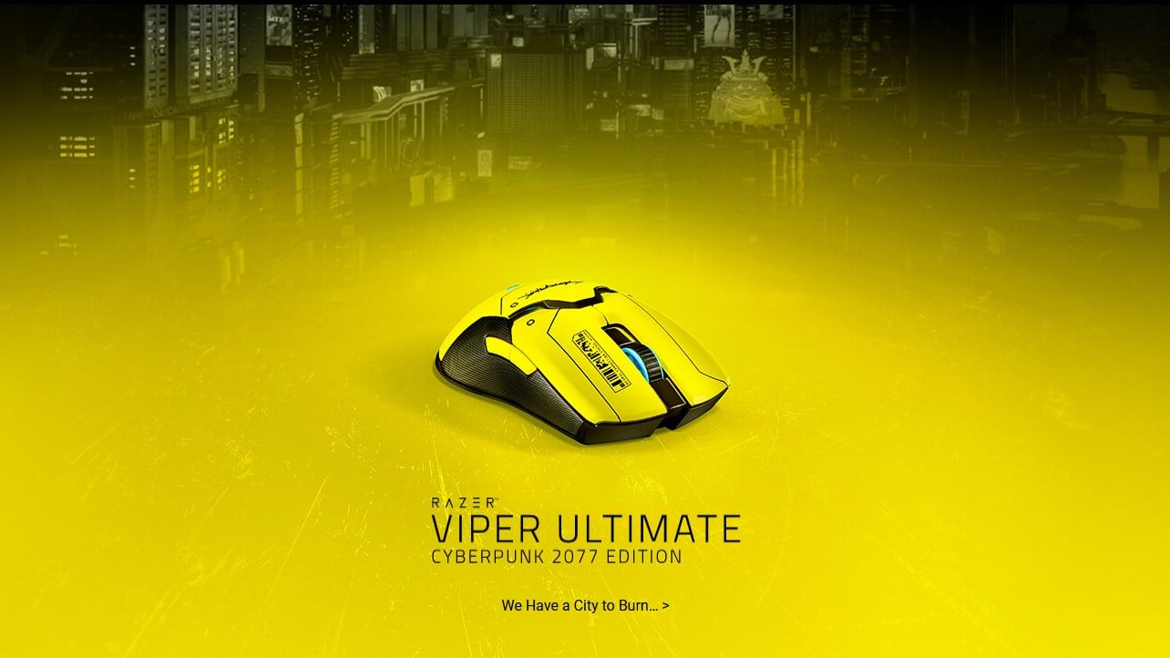 Razer giới thiệu chuột gaming Viper Ultimate Cyberpunk 2077 kèm dock sạc tông-xuyệt-tông, giá 160 đô