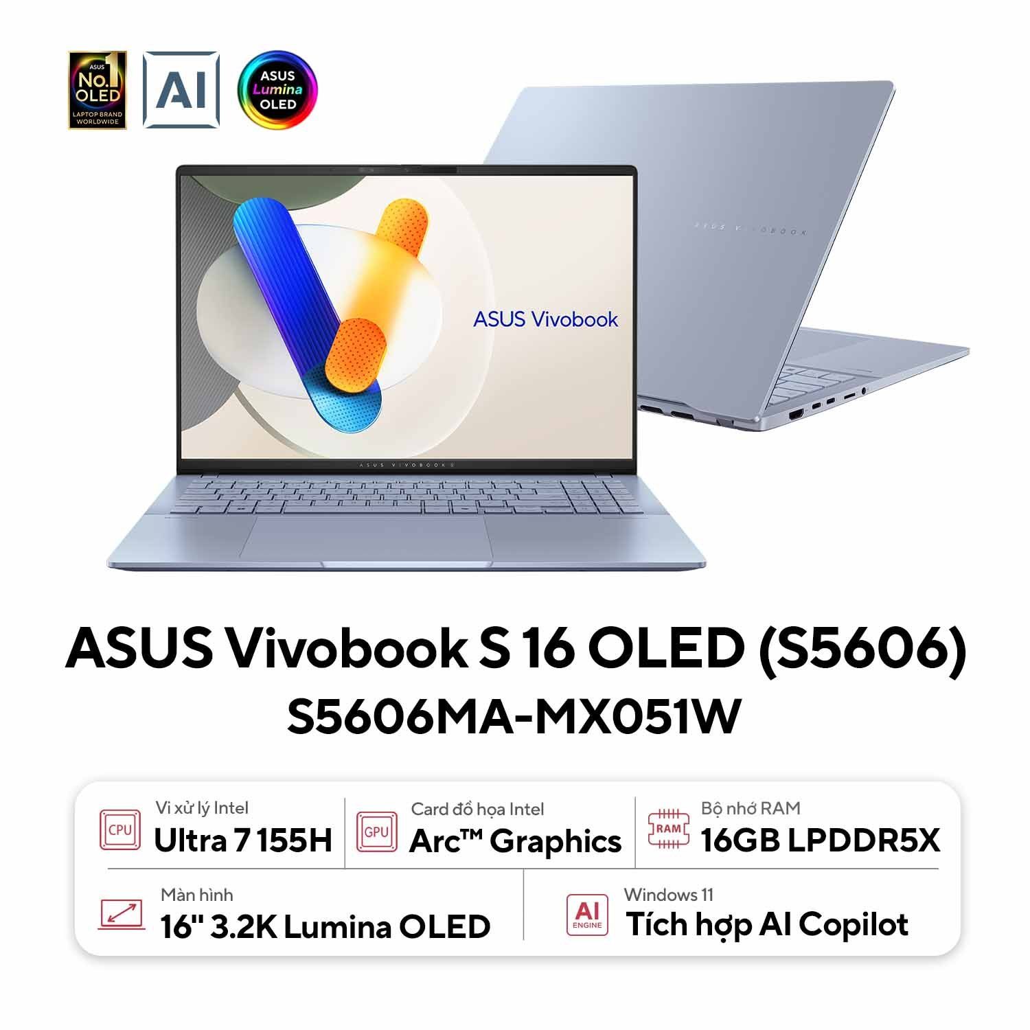 ASUS Vivobook S 16 OLED - Laptop trang bị AI vừa mạnh mẽ vừa mỏng nhẹ 2024