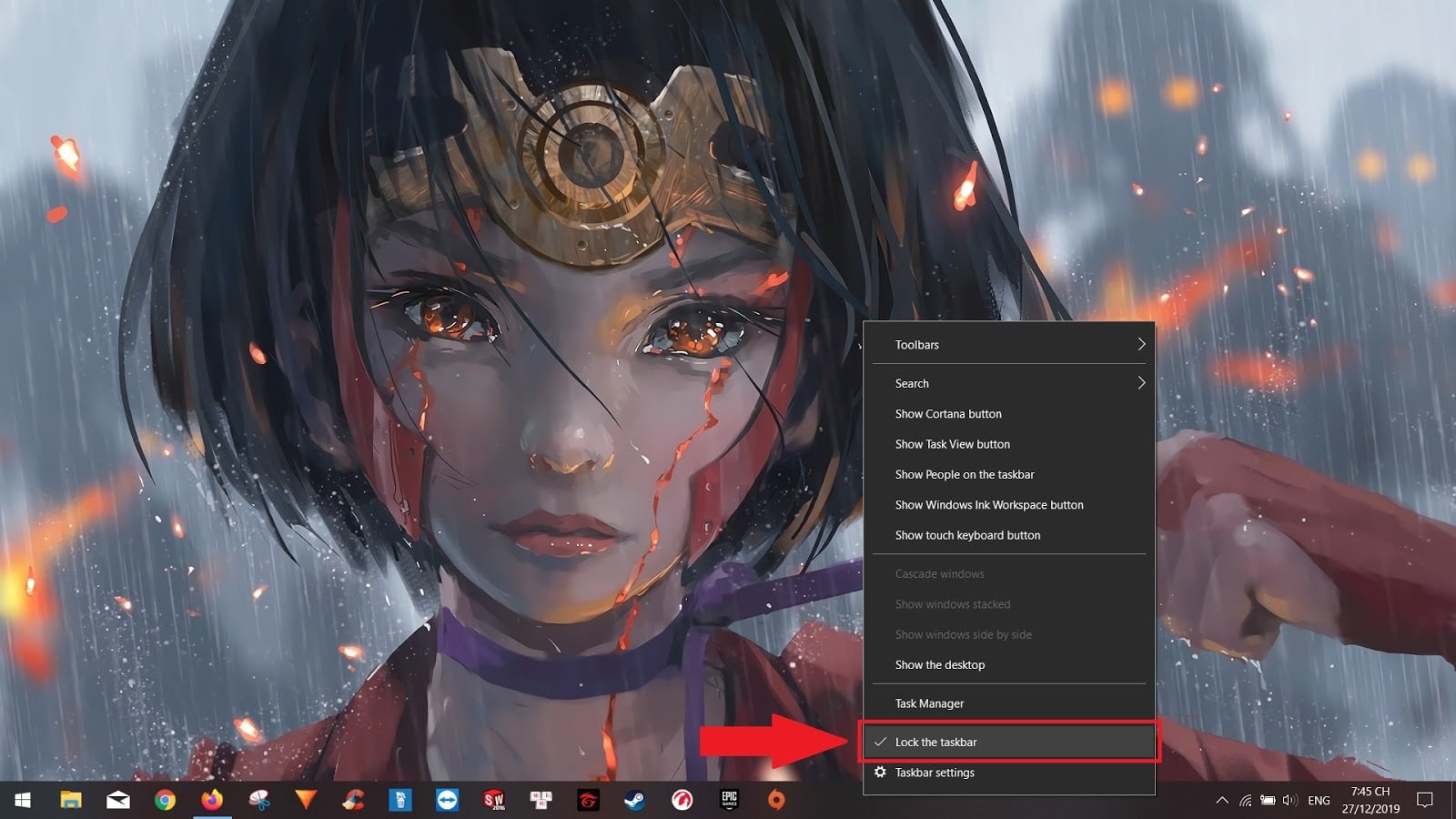 Hướng dẫn khóa vị trí thanh Taskbar trên Windows 10