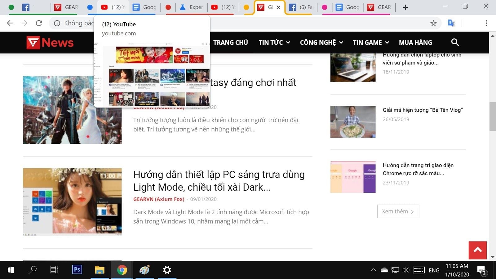 Hướng dẫn kích hoạt tính năng Tab Preview - xem trước hình ảnh của một tab trên Chrome