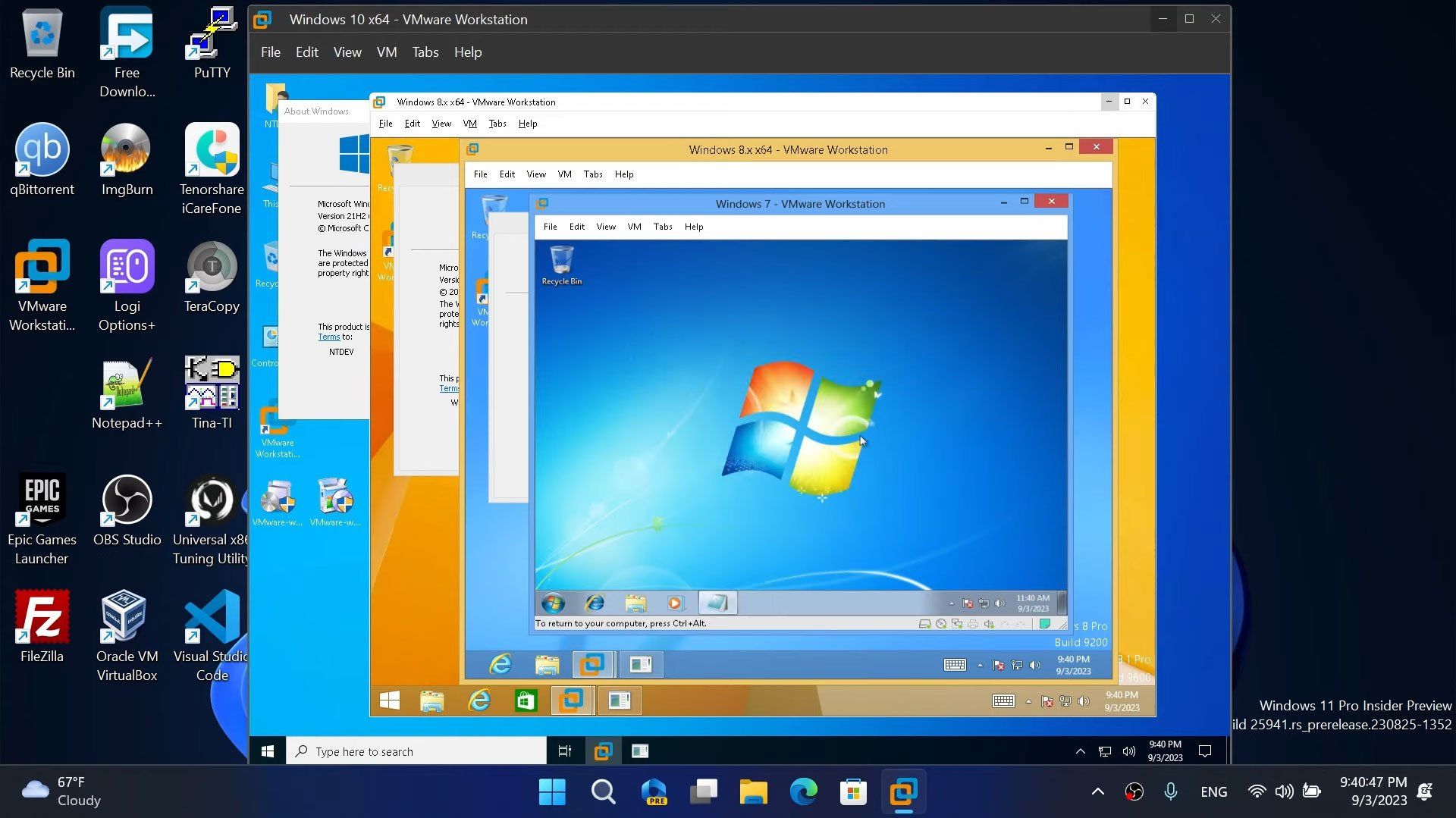 Mời bạn chiêm ngưỡng cảnh tượng Winception khi chạy Windows 7, 8, 8.1, 10, 11 cùng một lúc