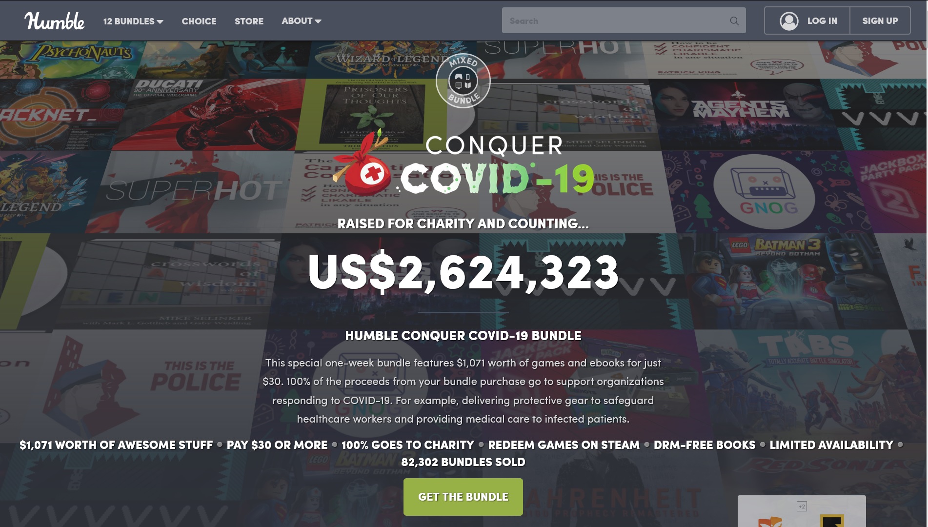 Humble ra bộ sưu tập game quyên góp chống dịch Covid-19 giá 30 đô, một game thủ ủng hộ luôn 10.000 đô