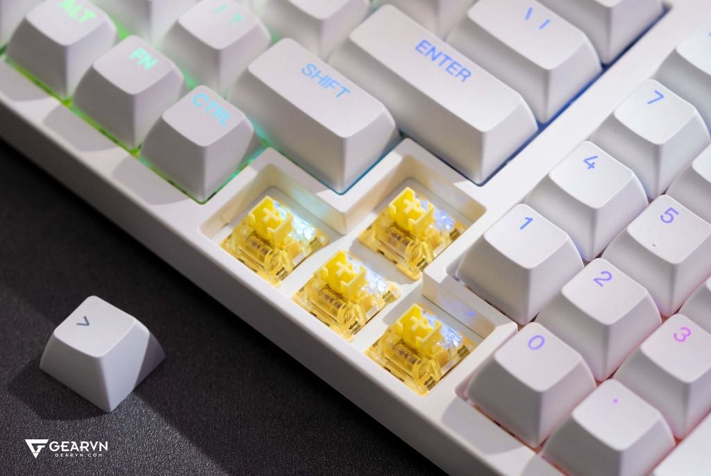 GEARVN - Bàn phím cơ AKKO 3098B Plus White Akko Switch v3 Cream Yellow Pro