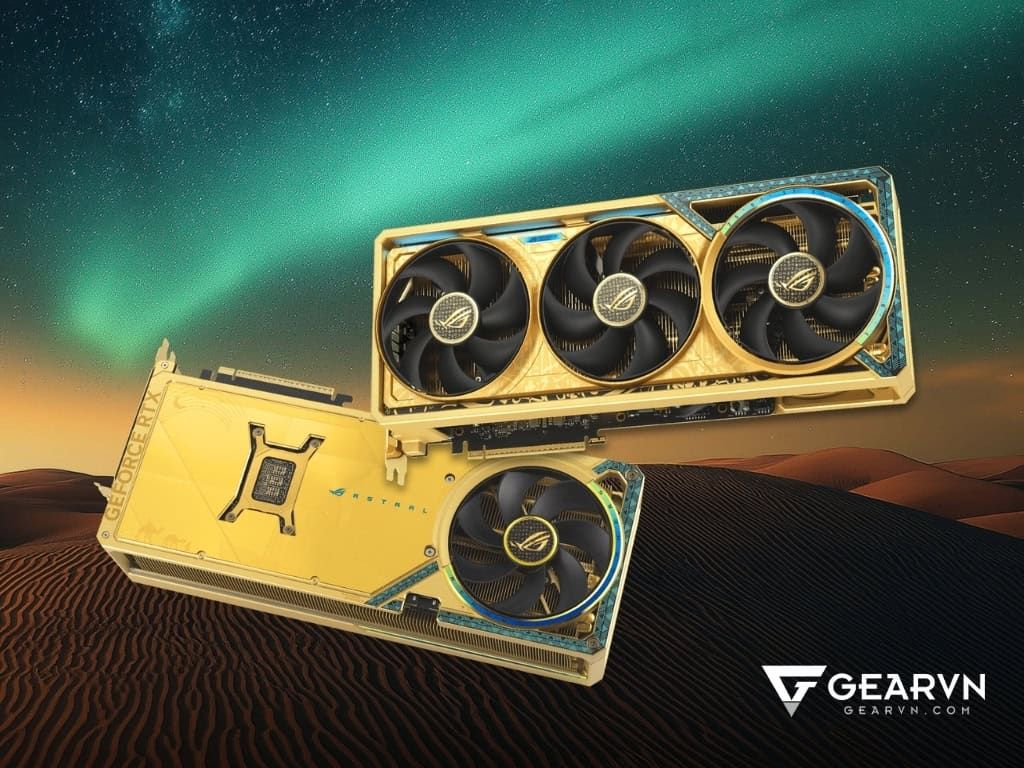 Ngoại hình và thiết kế của ROG Astral GeForce RTX 5080 Dhahab CORE OC Edition - GEARVN