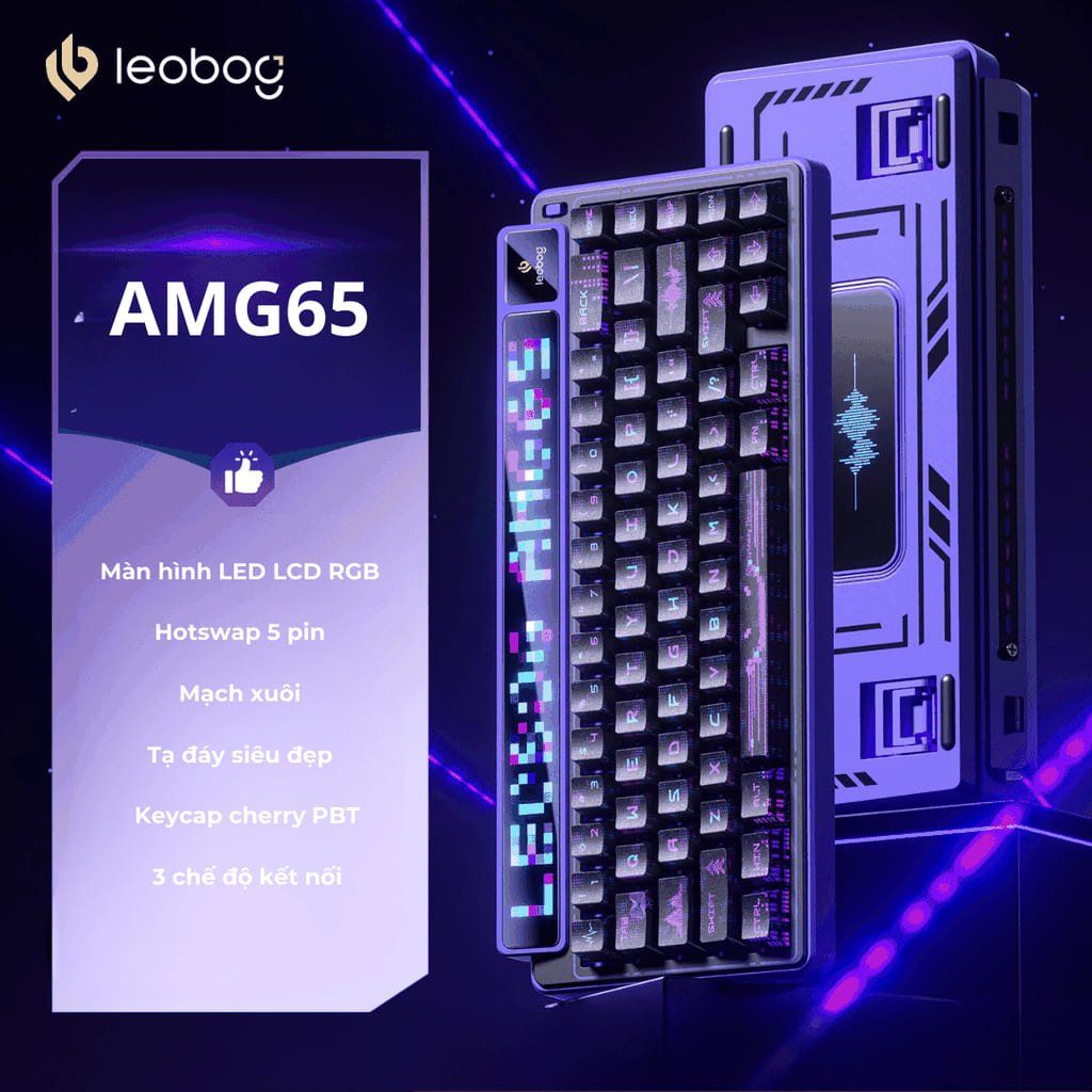 Bàn phím Leobog AMG65 TM (Tím đen/Light feather switch) AMG6504
