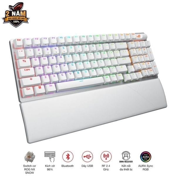 Bàn phím Asus ROG Strix Scope II 96 Wireless ROG NX Snow Switch White