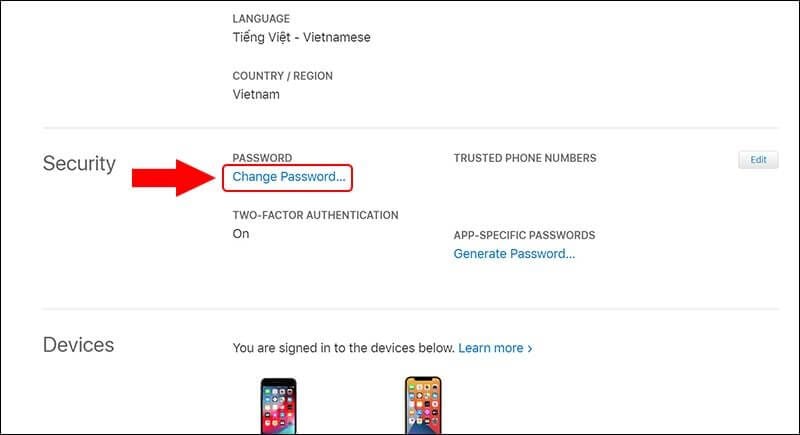 cách đổi mật khẩu iCloud