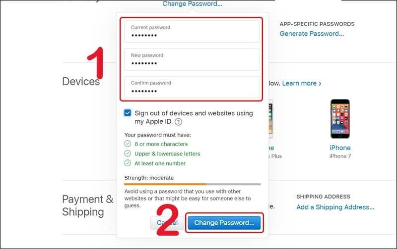 cách đổi mật khẩu iCloud
