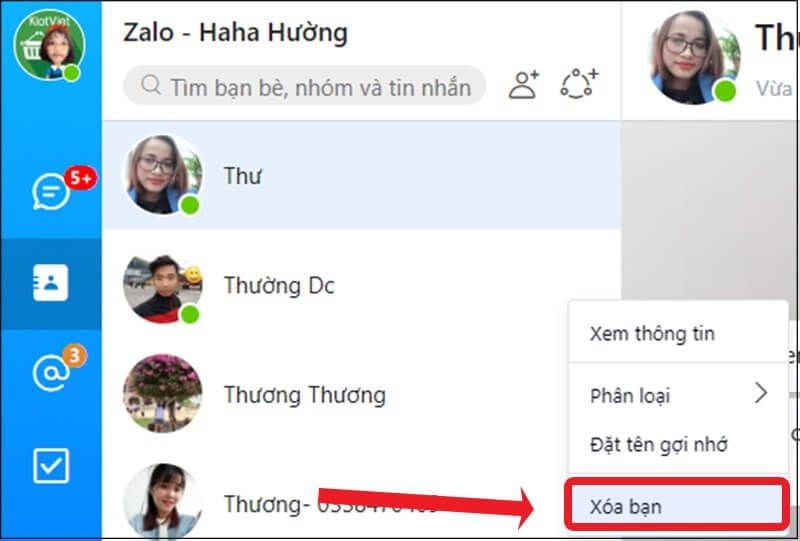 cách hủy kết bạn trên Zalo