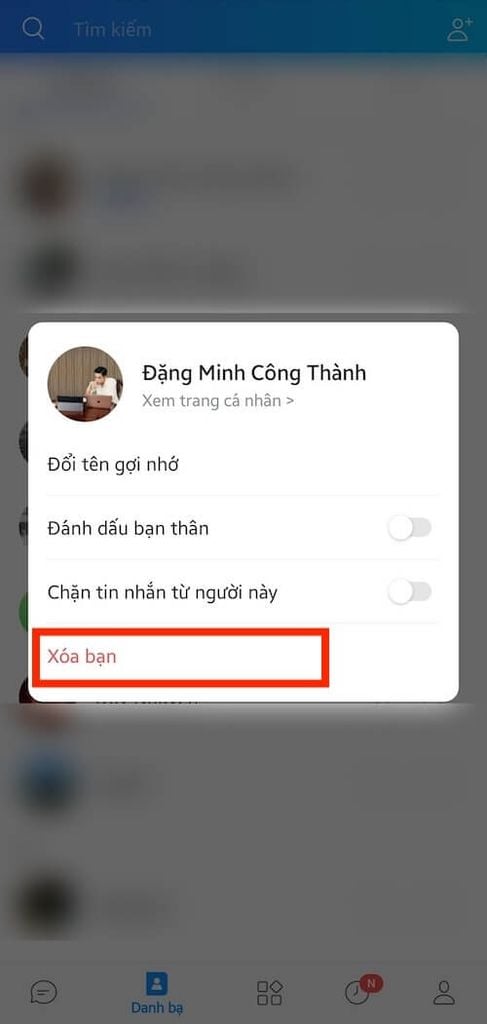 cách hủy kết bạn trên Zalo