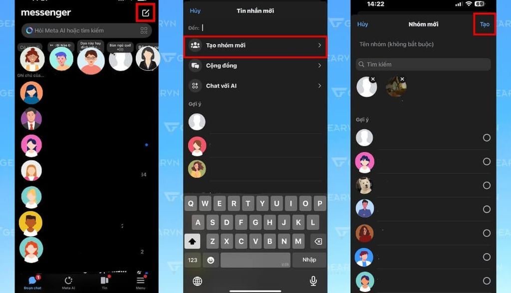 Cách tạo nhóm trên Messenger