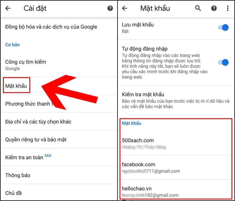 cách xem mật khẩu Google