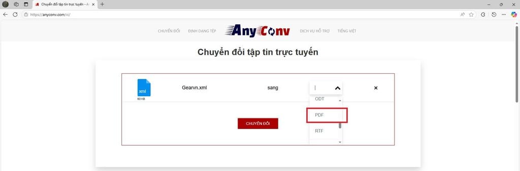 chuyển XML sang PDF