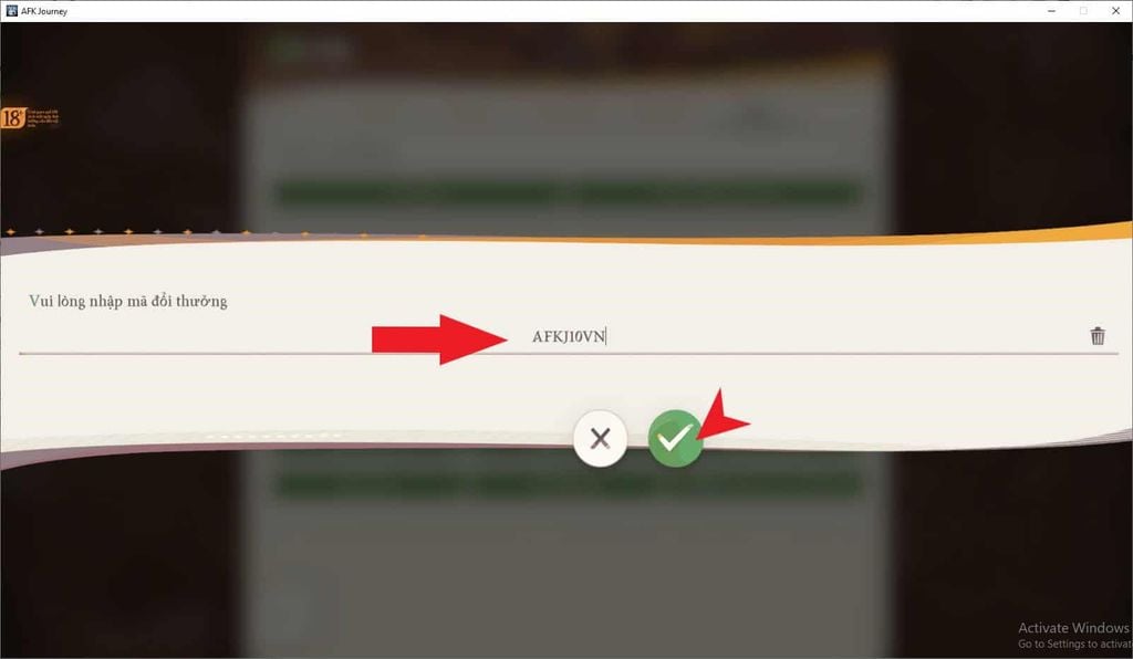 Hướng dẫn nhập code Hành Trình AFK - GEARVN