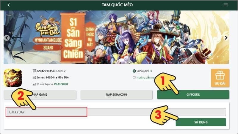 code Tam Quốc Mèo