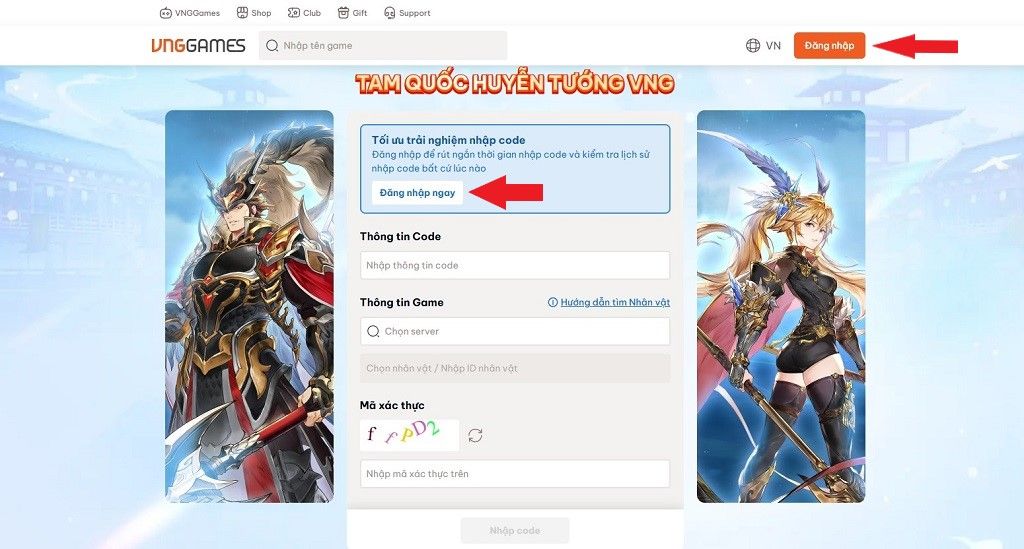Hướng dẫn nhập code Tam Quốc Huyễn Tướng - GEARVN